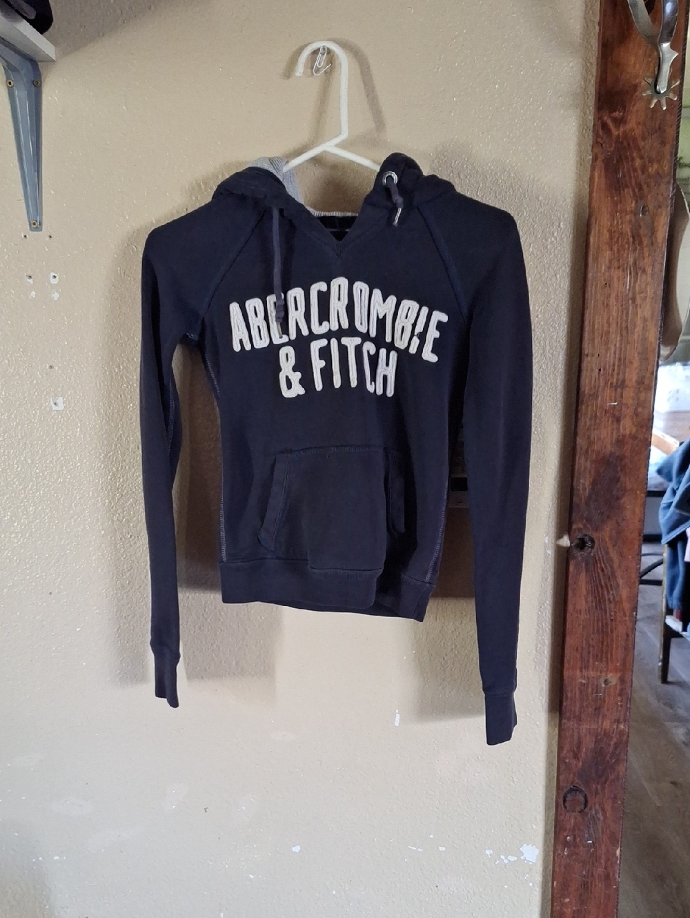Abercrombie & Fitch Navy Hoodie with White Label
